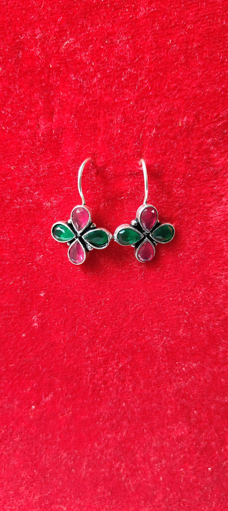 Pink & green minimal floral earrings for women