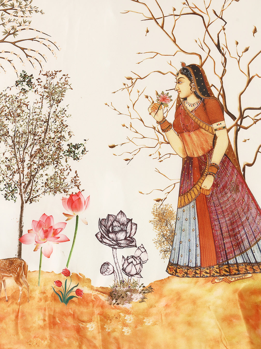 Women's Ethnic Motifs Digital Print Shiney Satin Croptop Lehenga Choli With Unstitched Blouse - Kaizen Texo Fab