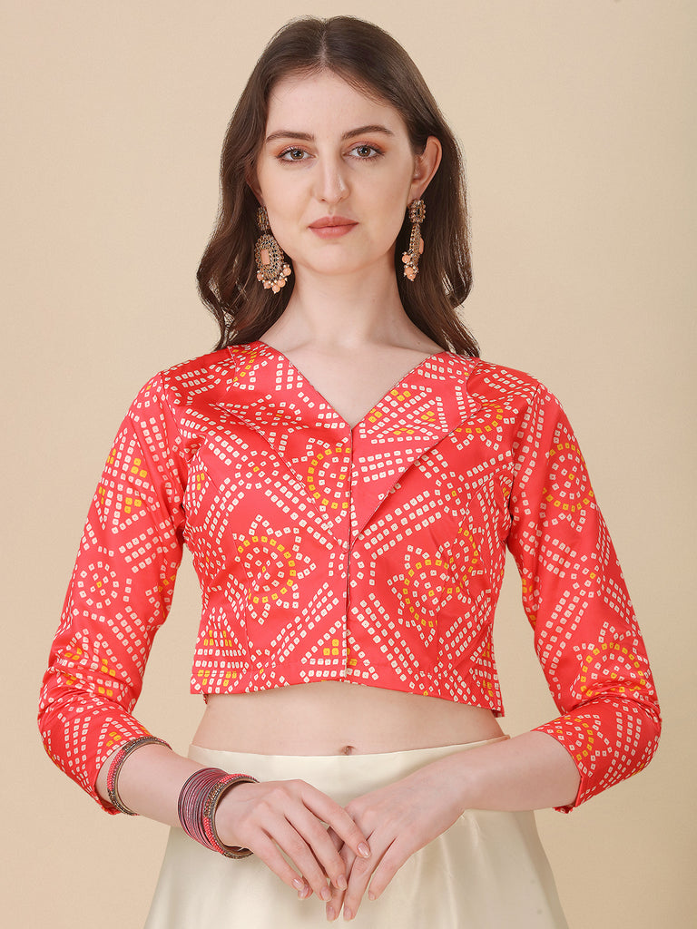 Women's Ethnic Motifs Digital Print Shiney Satin Croptop Lehenga Choli With Unstitched Blouse