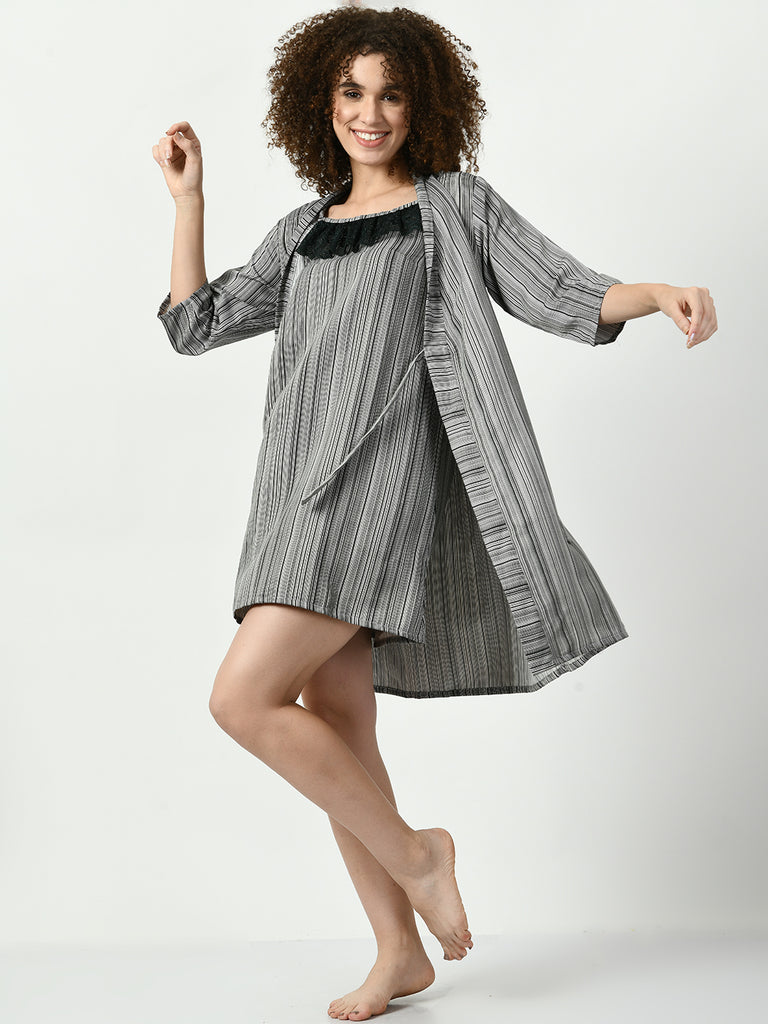 Women's Viscose Rayon Black Nightdress