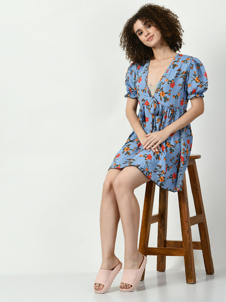 Women's Viscose Rayon Blue Nightdress
