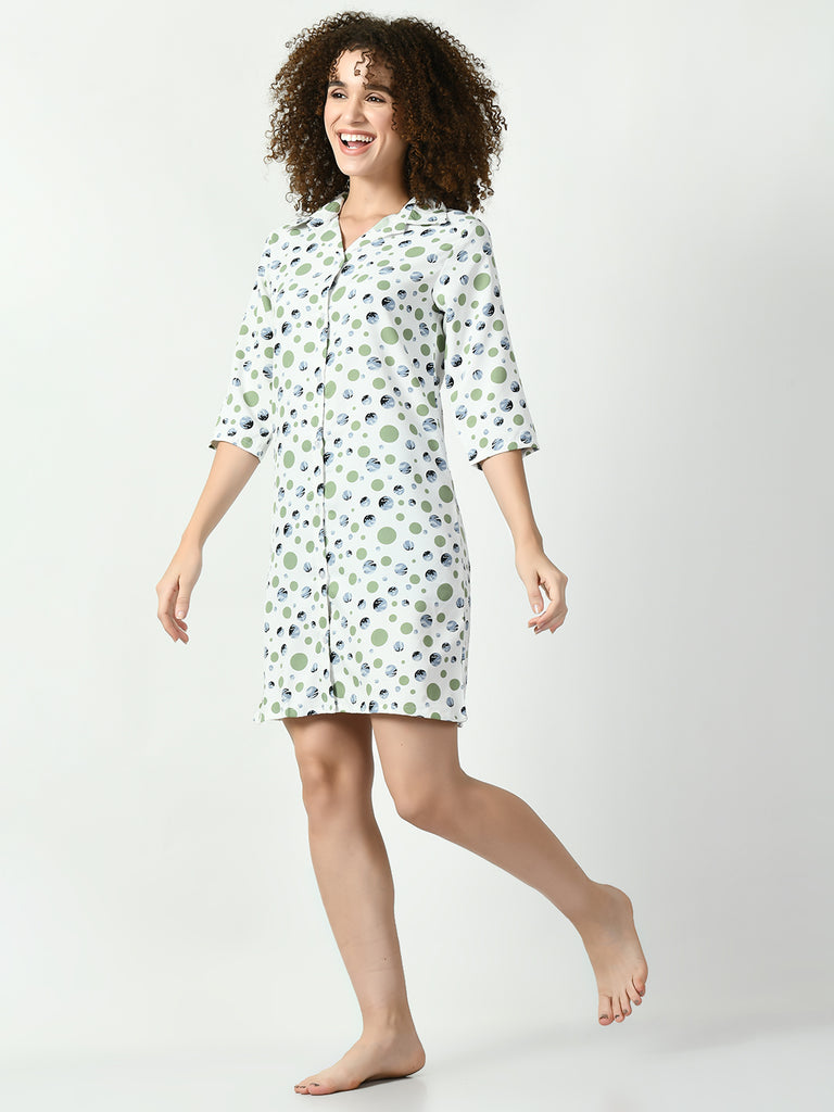 Women's Georgette Green Nightdress
