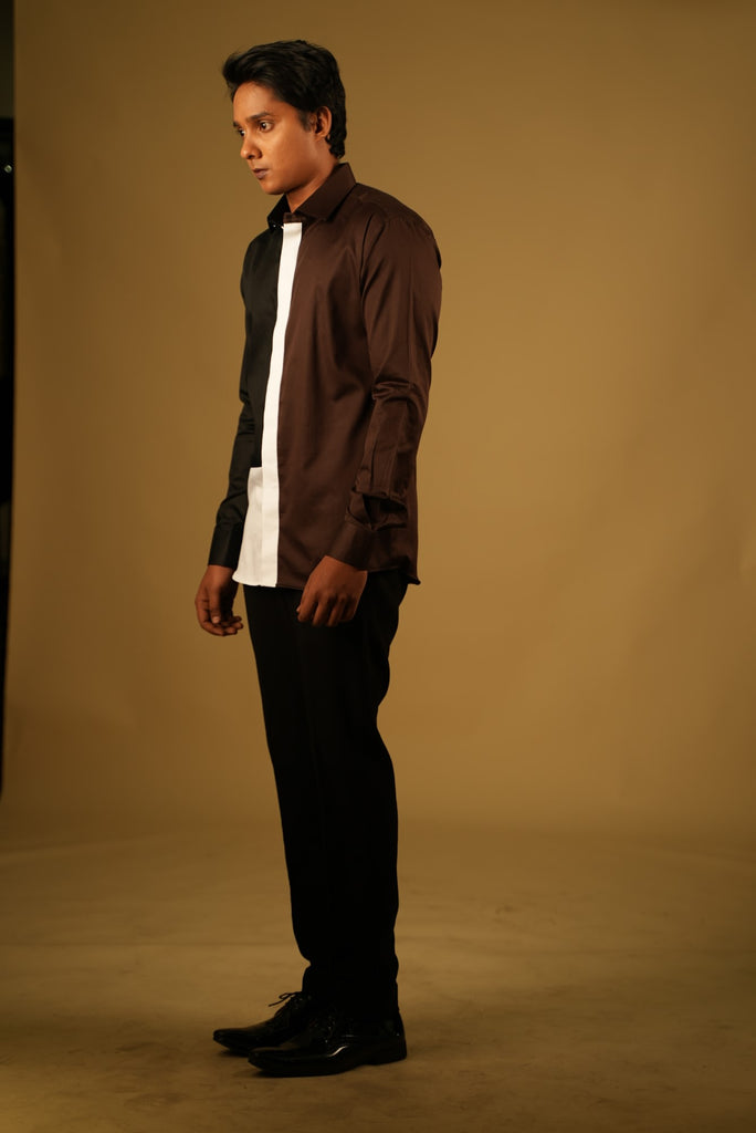 Men's Brown, Black & White Color One Trizy Shirt Full Sleeves Casual Shirt