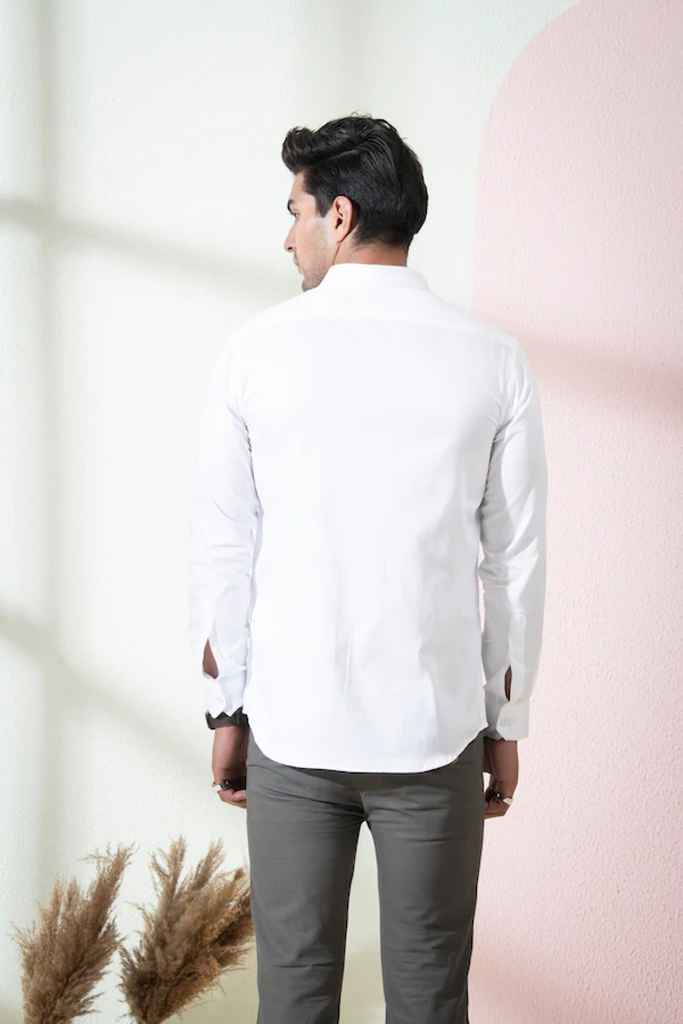 Men's White Color Bianco Owl Shirt Full Sleeves Casual Shirt