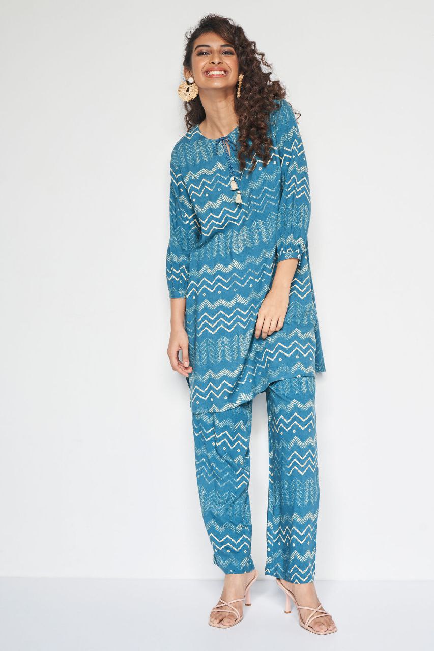 Women's Floral Printed Knee Length Rayon Co-ords Set