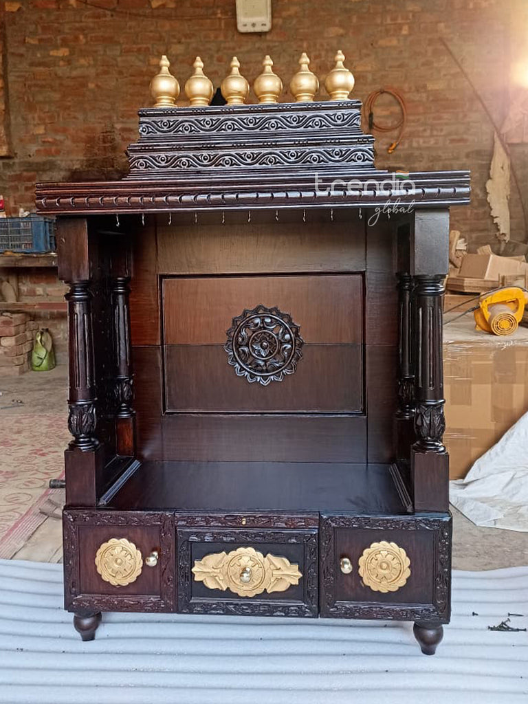 Handcrafted Teak Wood Mandir for Home