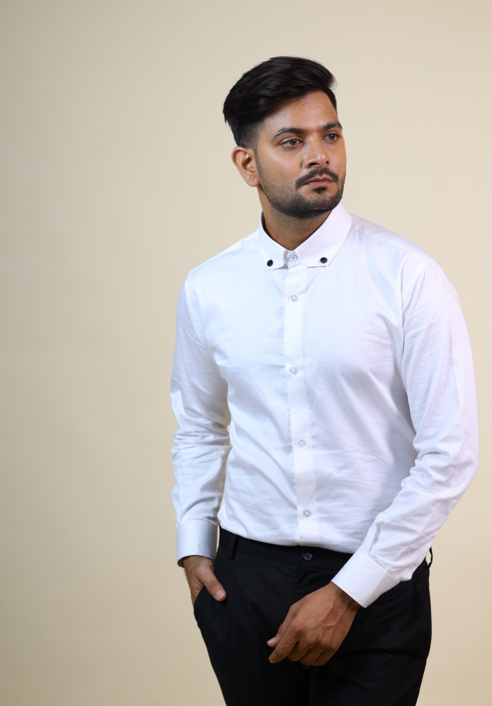 Men's White Color Fuero Designer Collar White Shirt Full Sleeves Casual Shirt