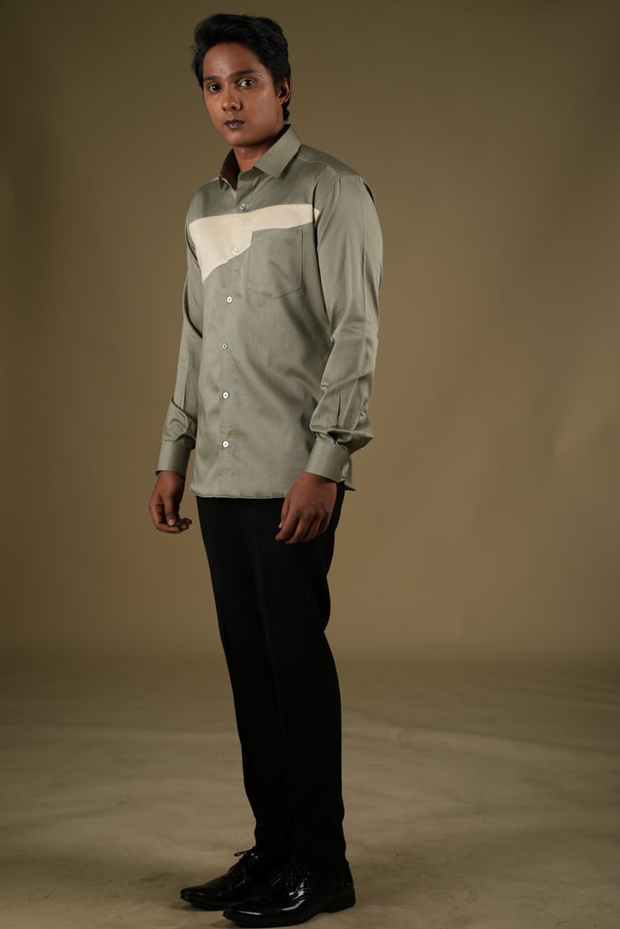 Men's Olive Beige Color Olam Beige Shirt Full Sleeves Casual Shirt