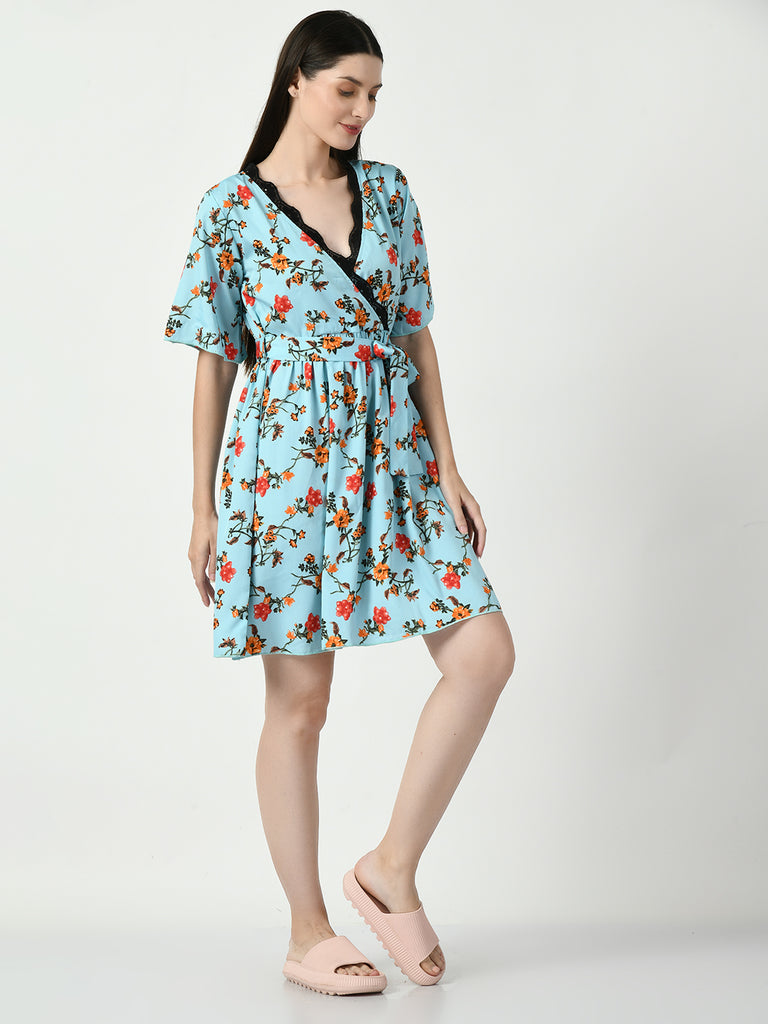 Women's Silk Blue Nightdress