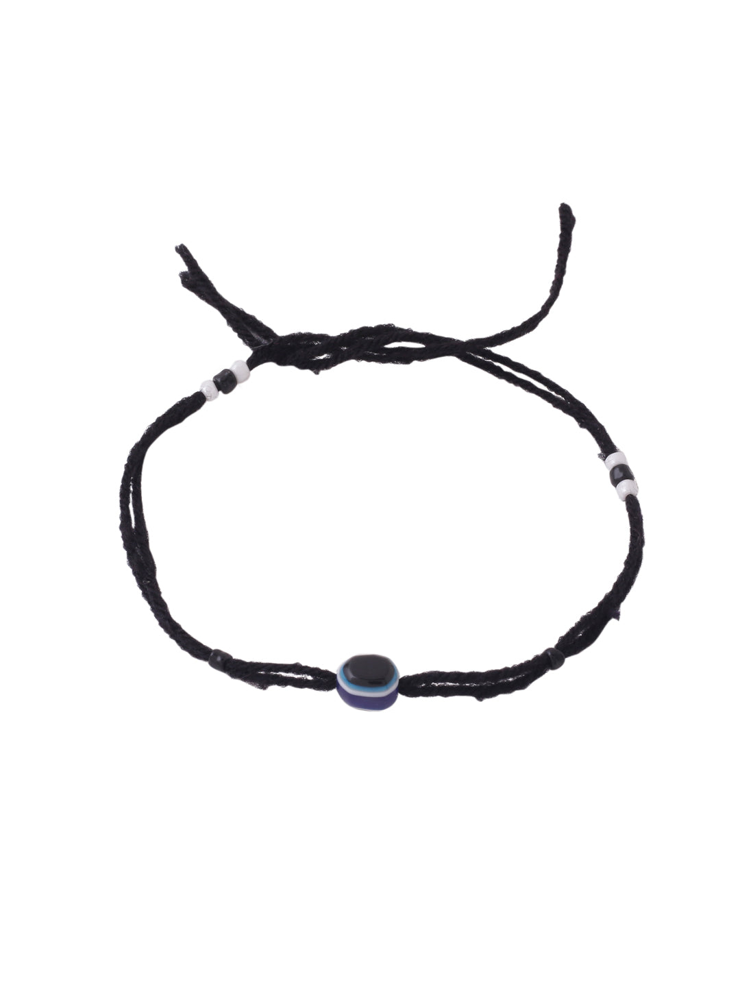 Women's Set Of 2 Evil Eye Adjustable Black Anklets