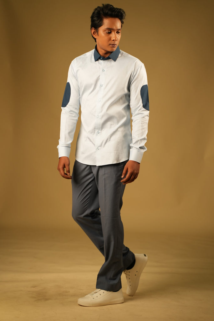Men's Light Blue Color Dark Kola Shirt Full Sleeves Casual Shirt