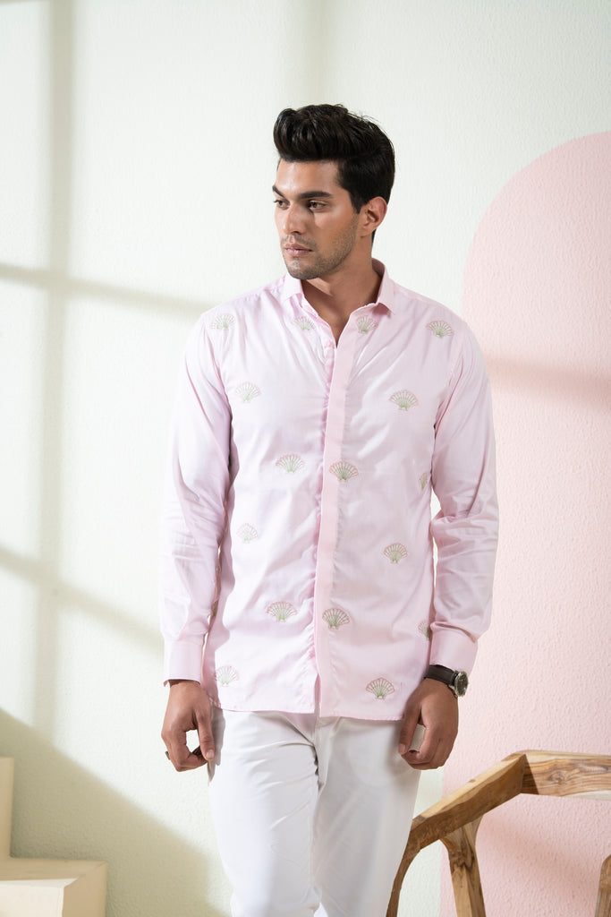 Men's Light Pink Color Shello Full Sleeves Shirt