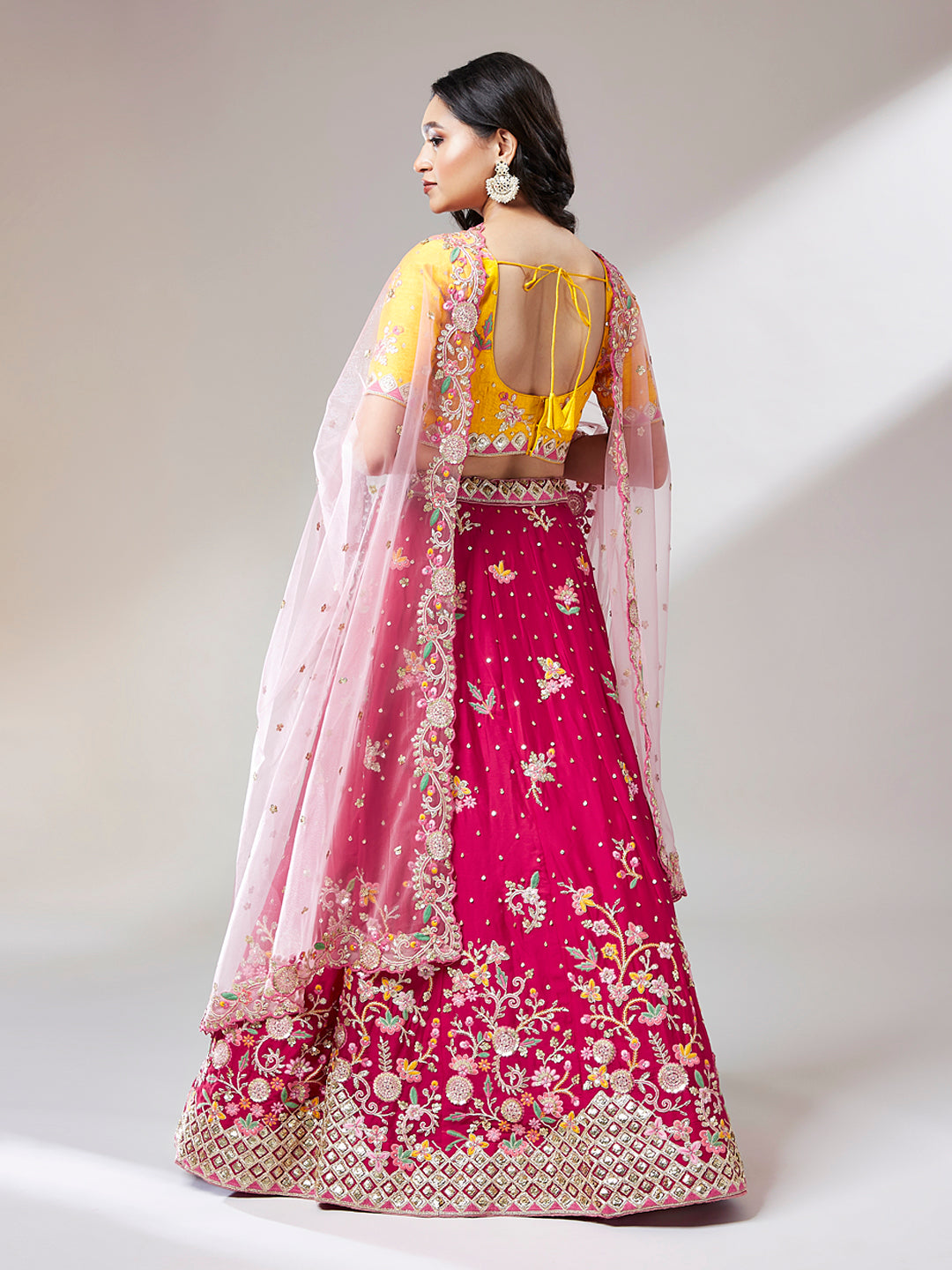 Women 's Rose Pure Georgette Sequinse Work Ready to Wear Lehenga & stitched Blouse with Dupatta - Royal Dwells