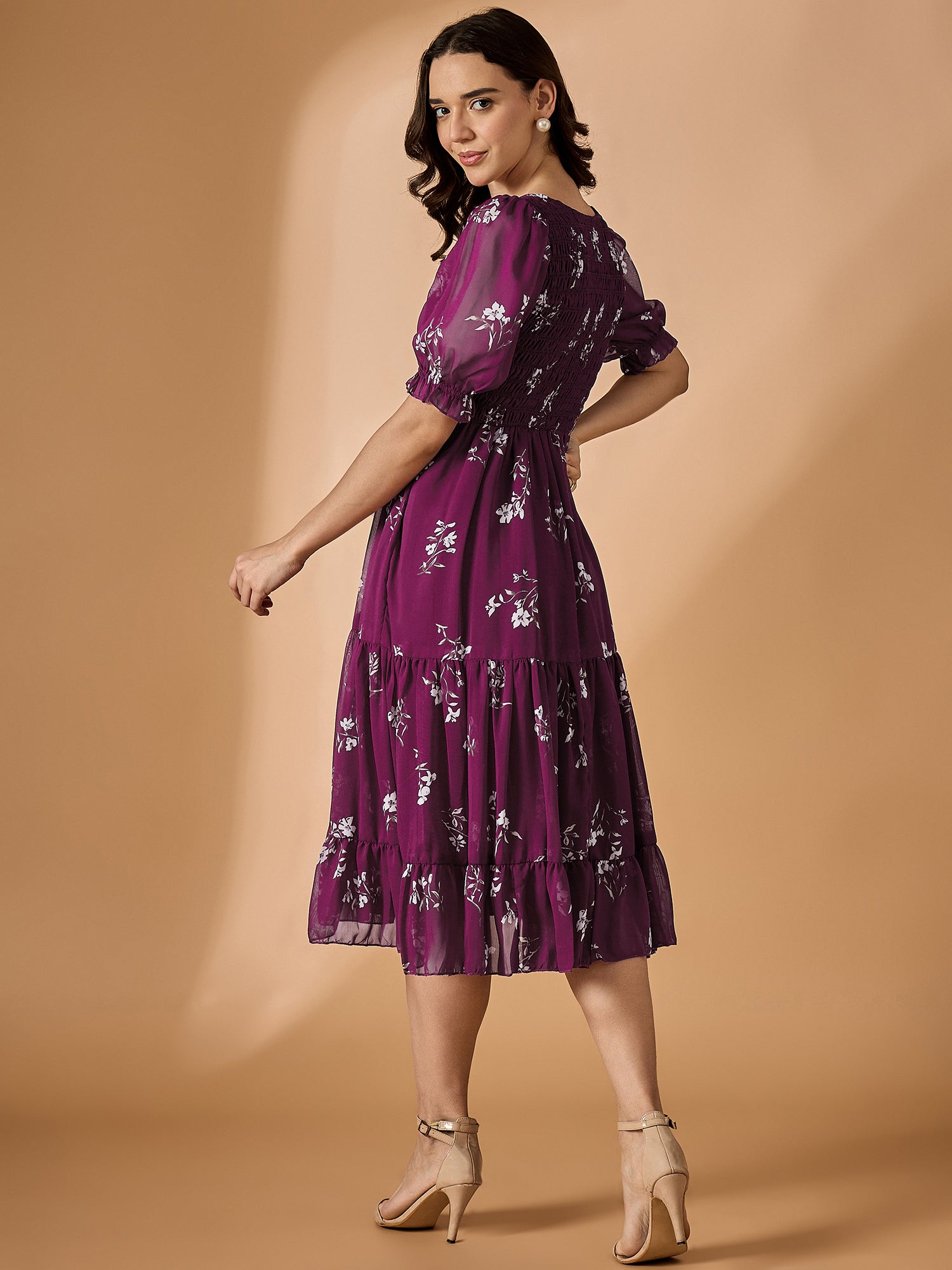 Women's Maroon Georgette Fit And Flare Dress Trendia Women's Maroon Georgette Fit And Flare Dress Trendia