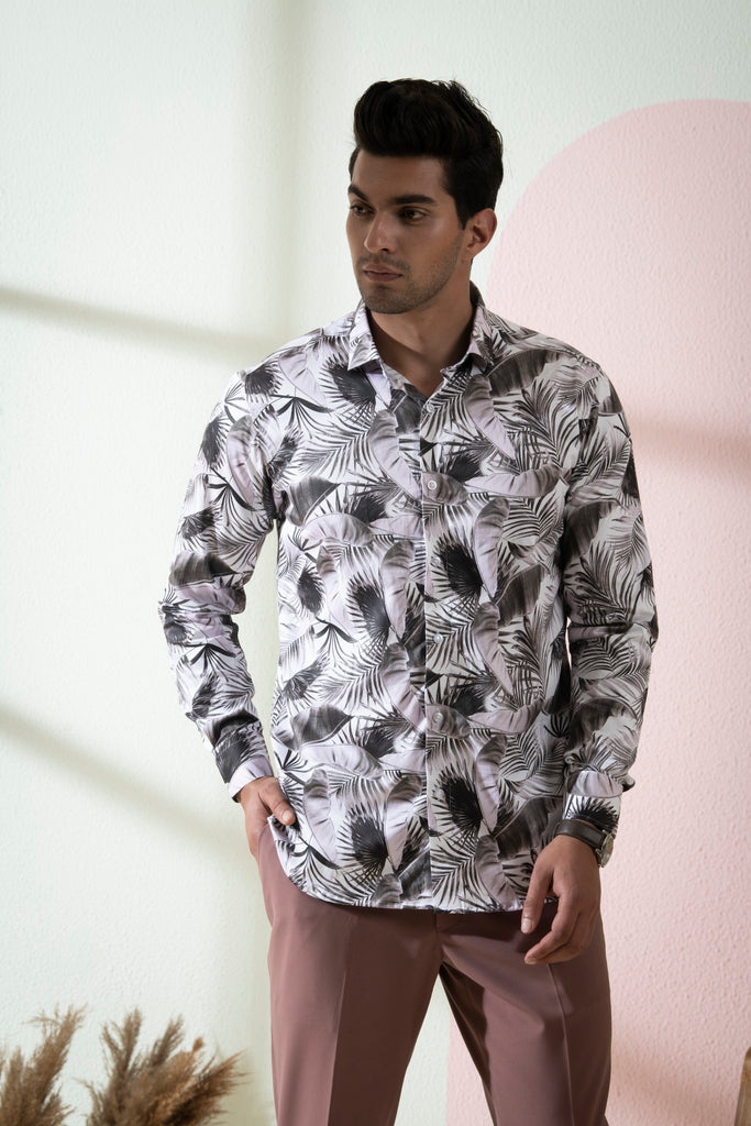 Men's Black Color Branche Full Sleeves Shirt