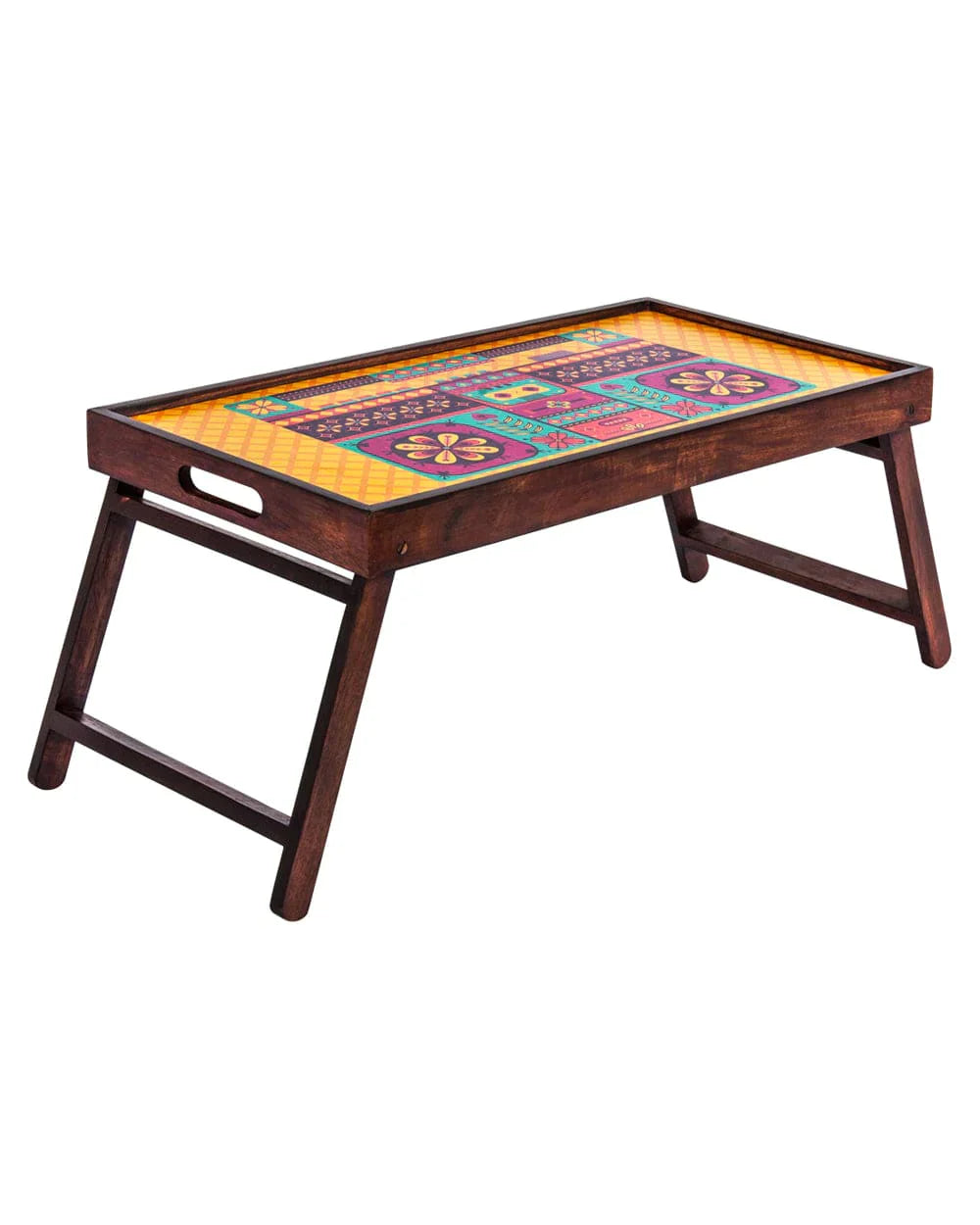 Floral Boombox Foldable Breakfast Table- Yellow - Chumbak