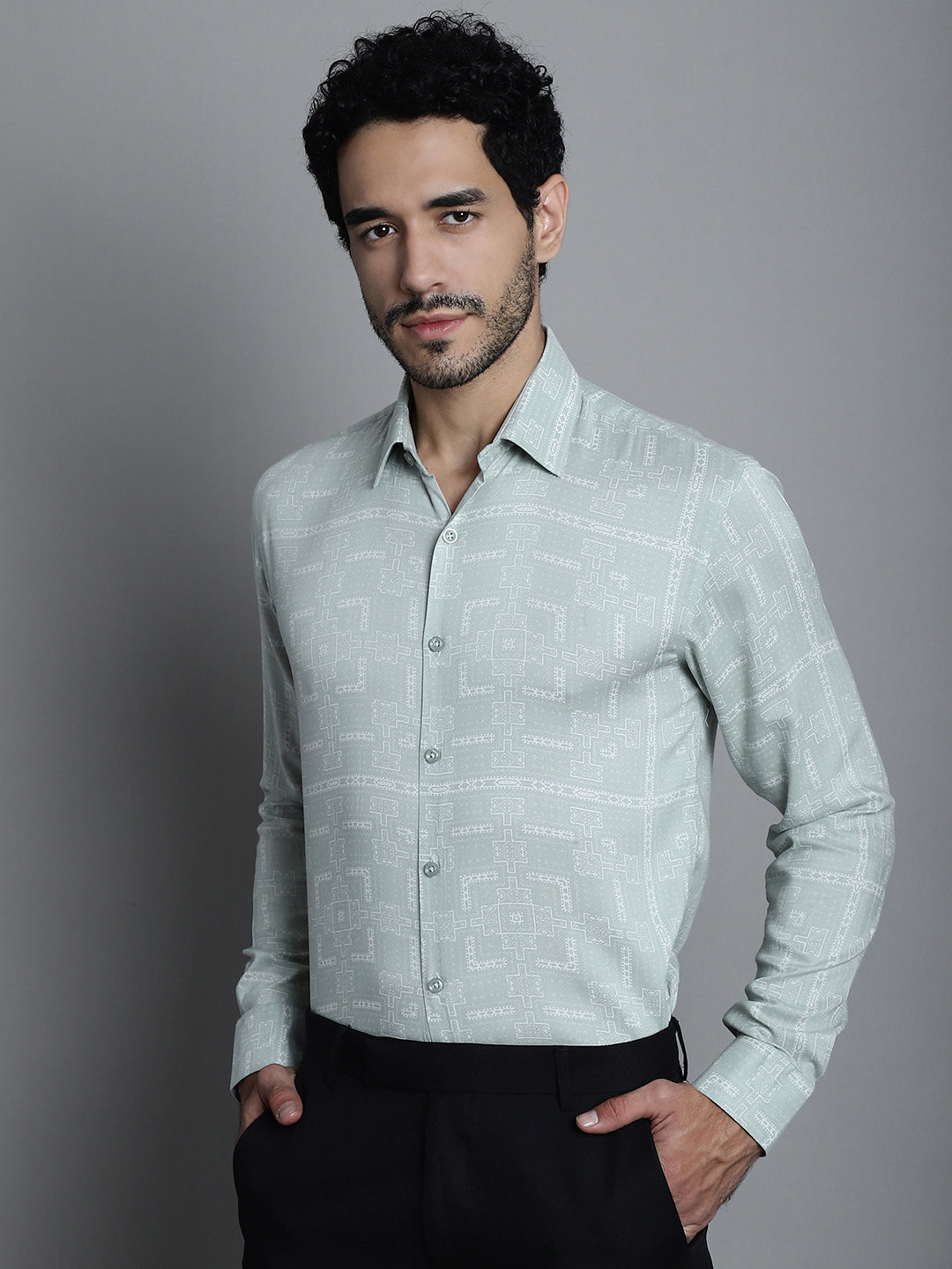 Men's Geometric Printed Formal Shirts - Taantav