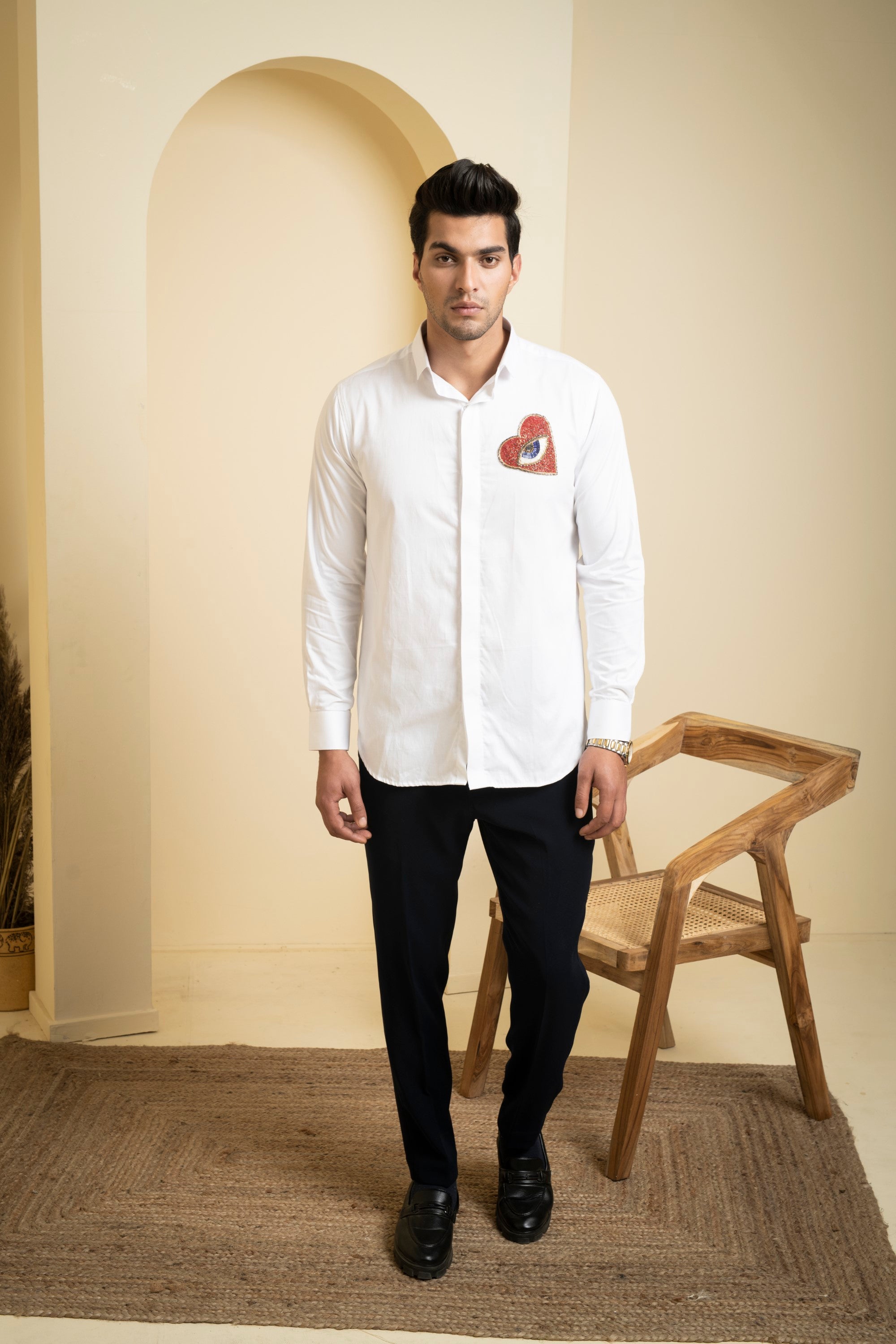 Men's White Color Redert Full Sleeves Shirt - Hilo Design