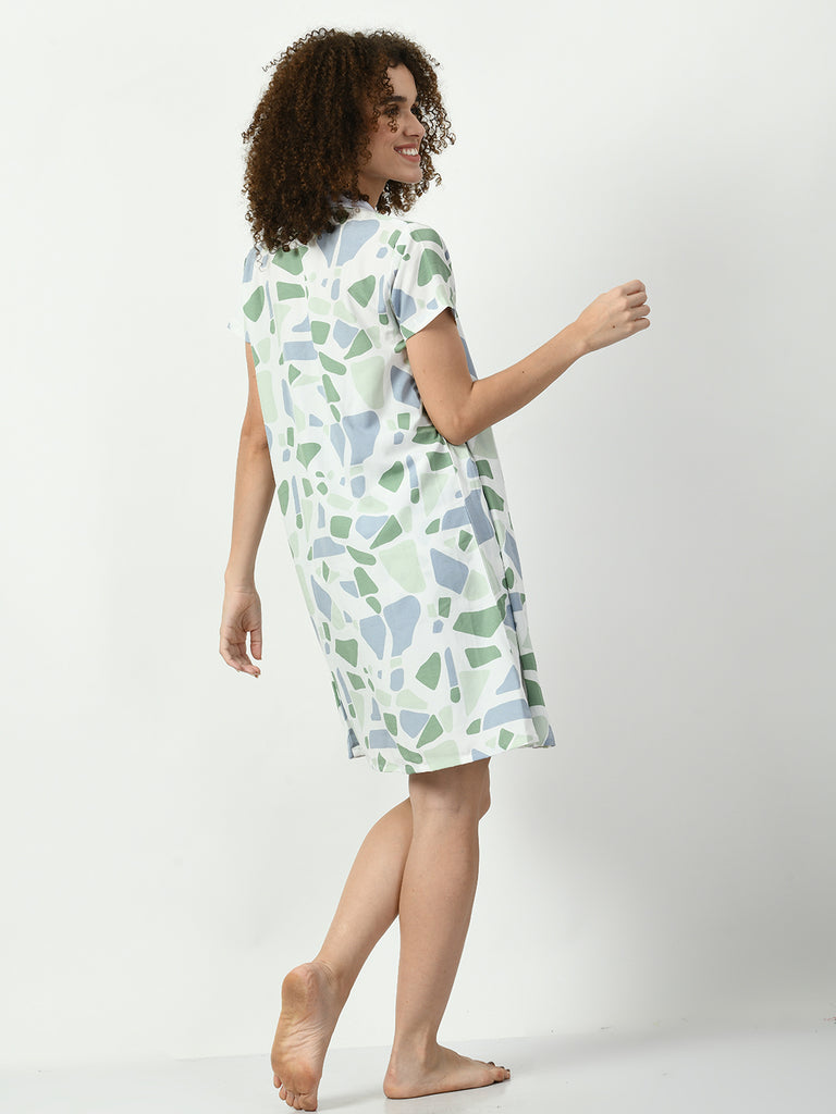 Women's Viscose Rayon Green Nightdress