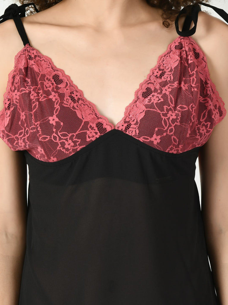 Women's Satin Black Nightdress