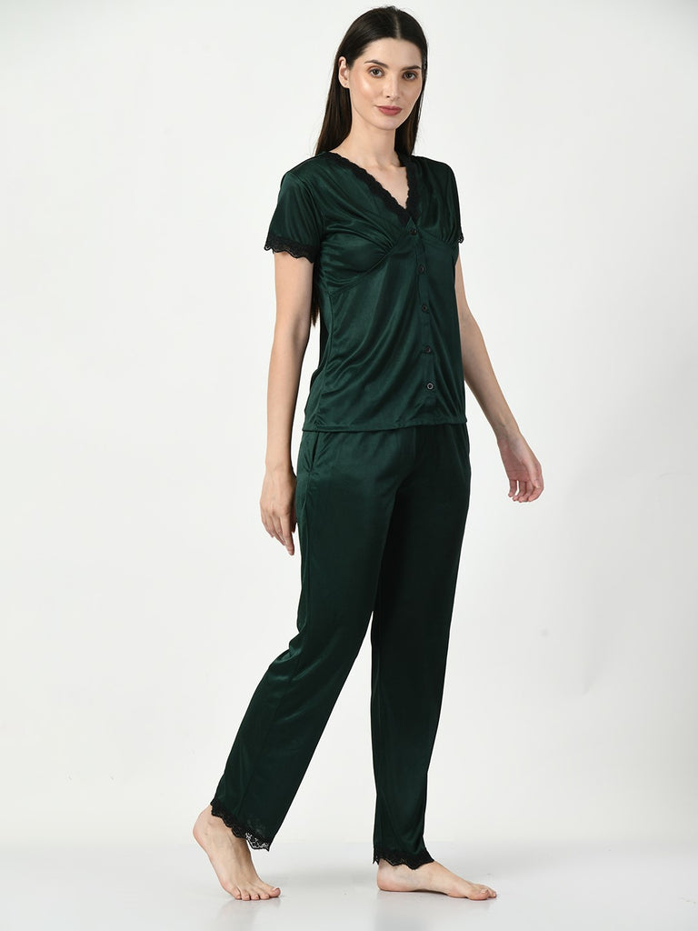 Women's Satin Green Nightdress