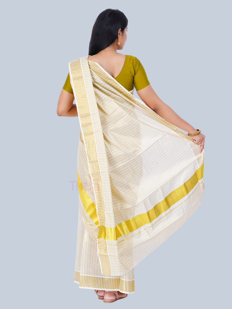 Women's Gold Tissue Woven Design Mundu Saree - Thara Sarees – Trendia