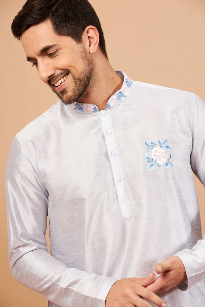 Men's Blue Color Manatee Basik Kurta Cotton