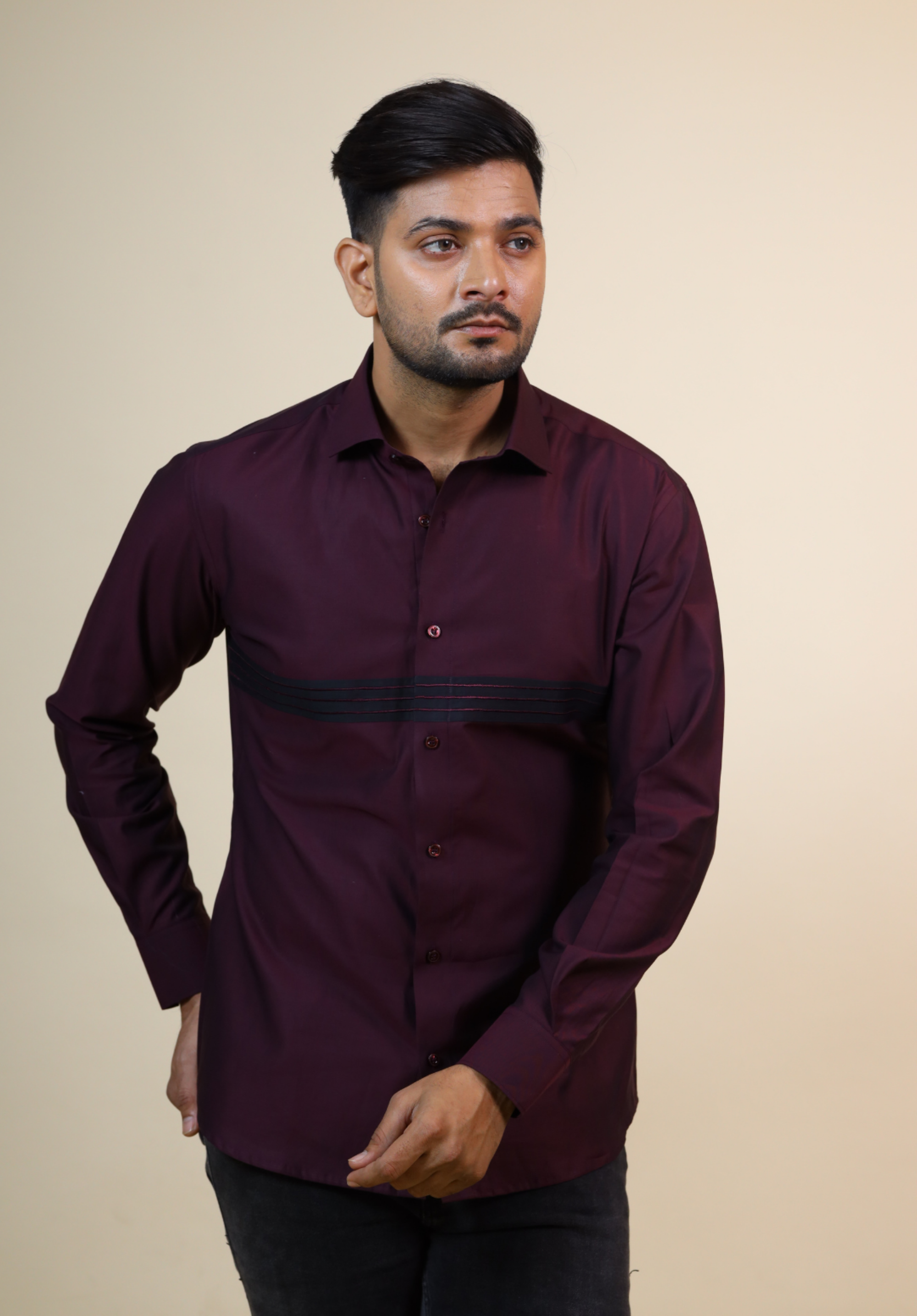 Men's Burgundy Color Mauvais Designer Burgundy Shirt Full Sleeves Casual Shirt - Hilo Design