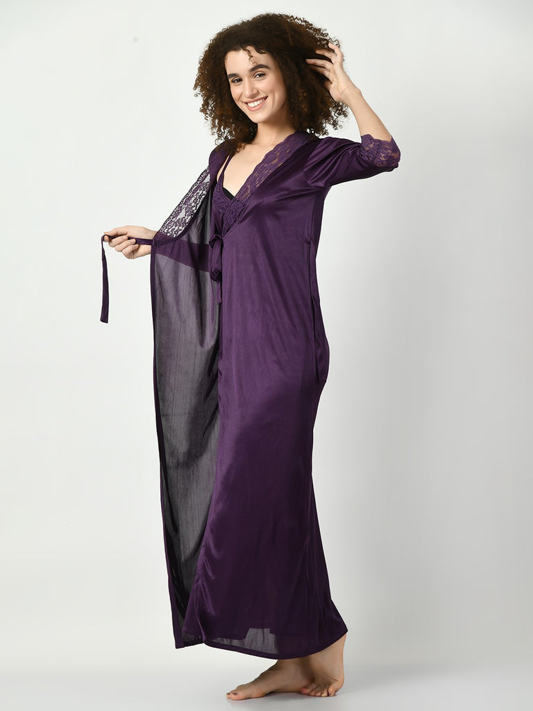 Women's Satin Purple Nightdress