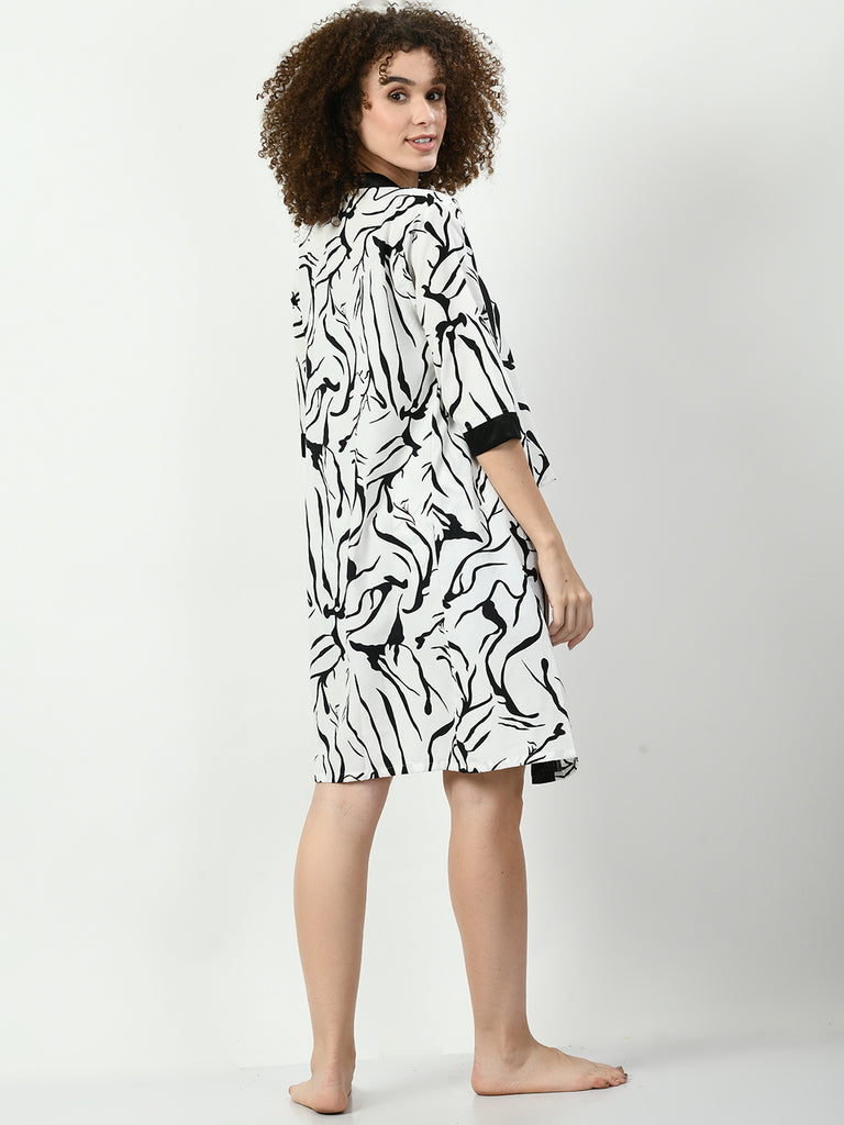 Women's Viscose Rayon Off White Nightdress