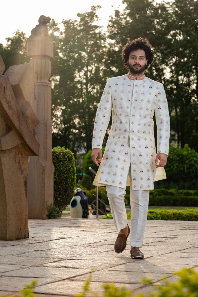 Men's Irenic White Sherwani Set