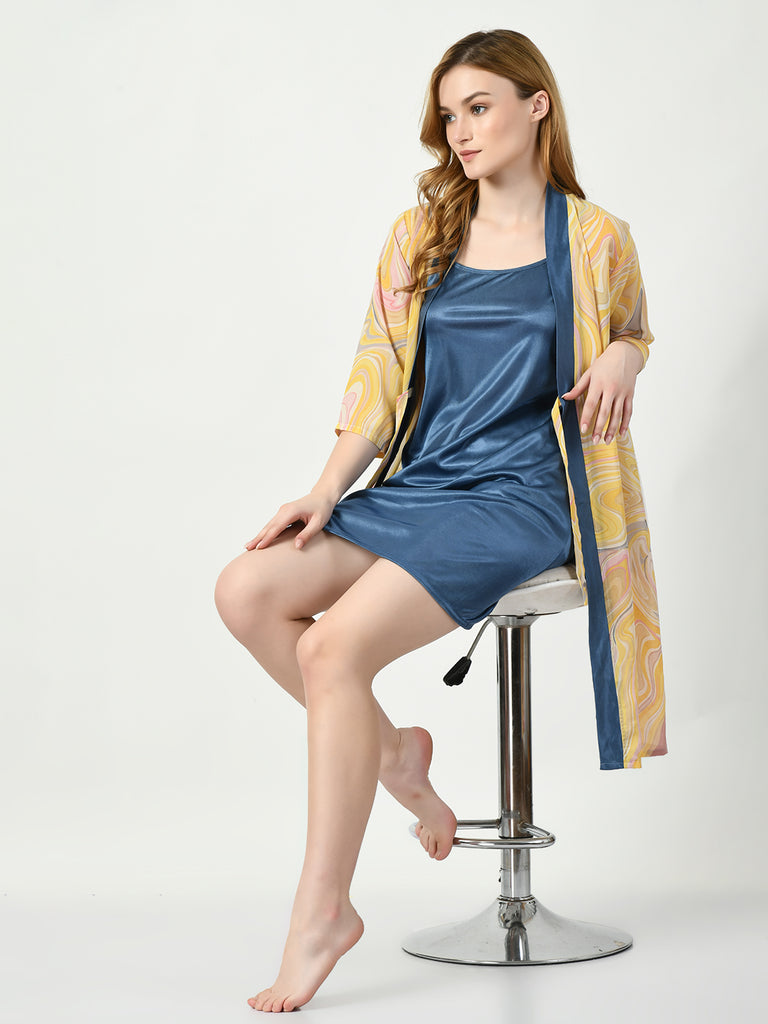 Women's Satin Blue Nightdress