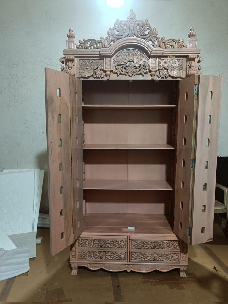 Hand-Carved Solid Teak Wood Temple