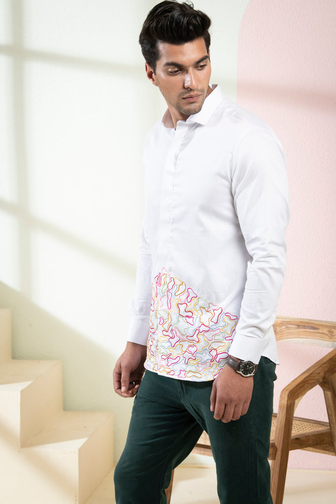 Men's White Color Cloud Full Sleeves Shirt
