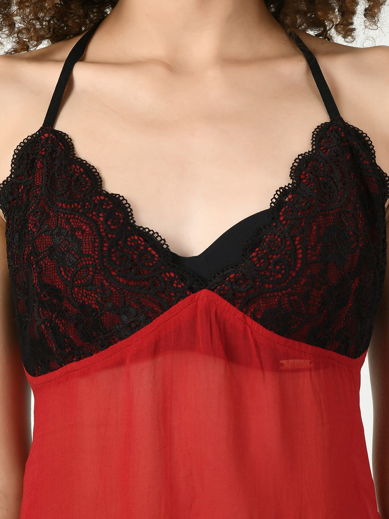 Women's Satin Red Nightdress