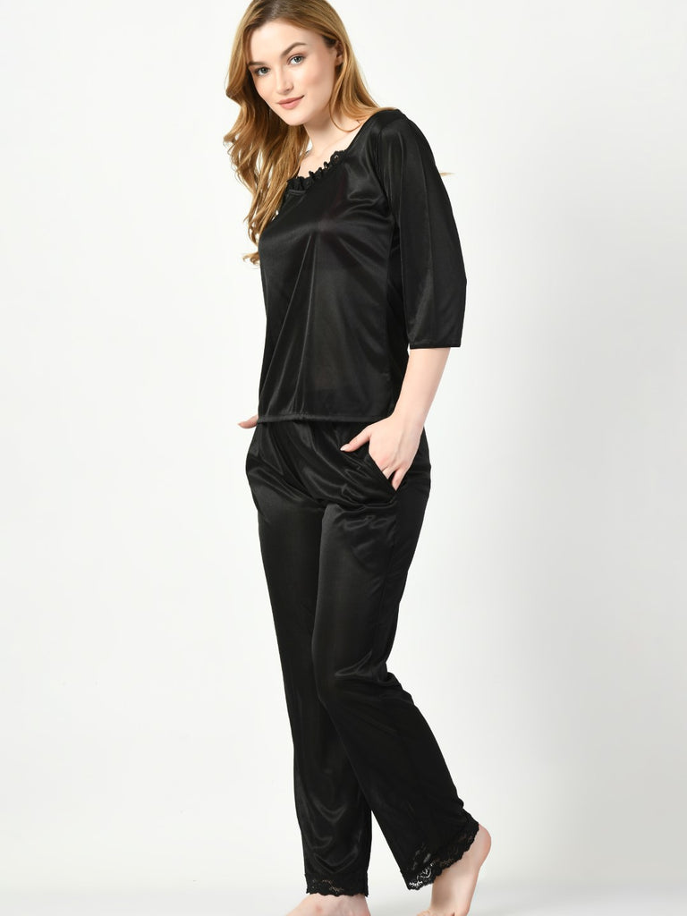 Women's Satin Black Nightdress