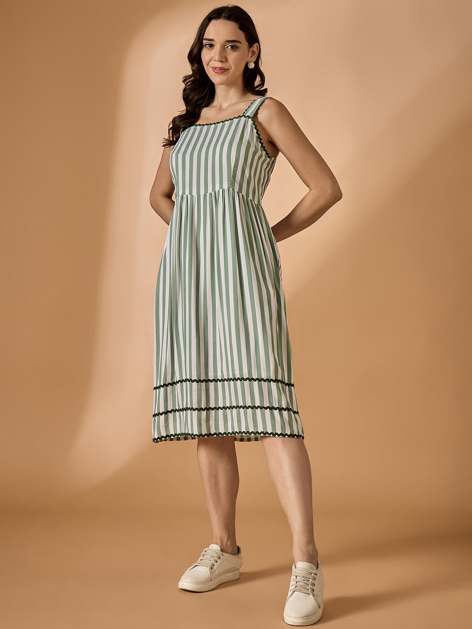 Women's Green Viscose Rayon Fit And Flare Dress Green / XS | Trendia Global Women's Green Viscose Rayon Fit And Flare Dress Green / XS | Trendia Global