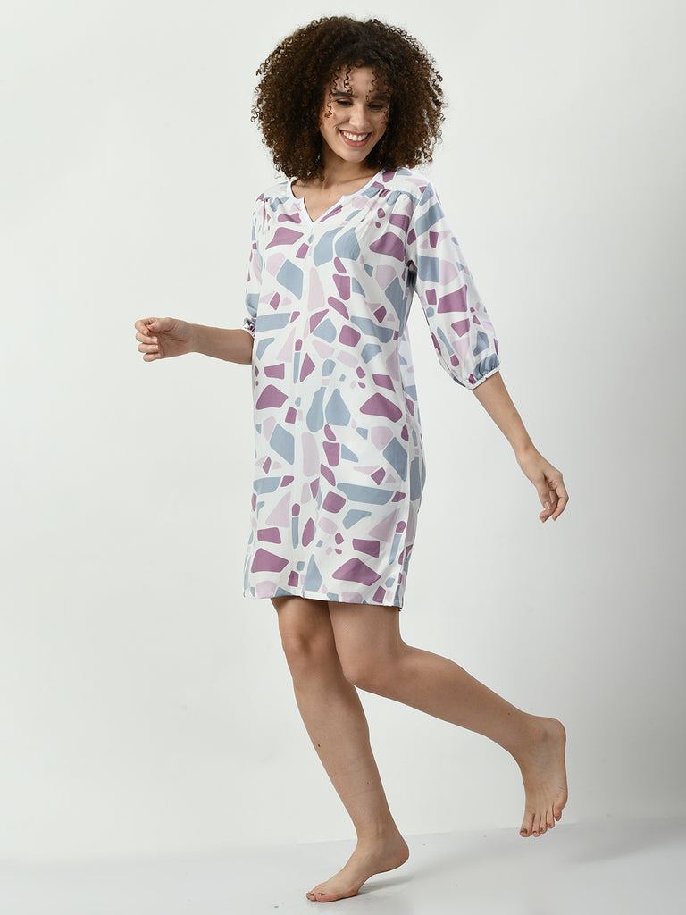 Women's Viscose Rayon Maroon Nightdress