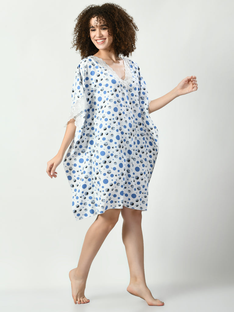 Women's Viscose Rayon Blue Nightdress