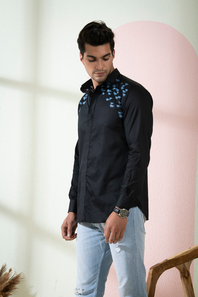 Men's Black Color Blux Full Sleeves Shirt