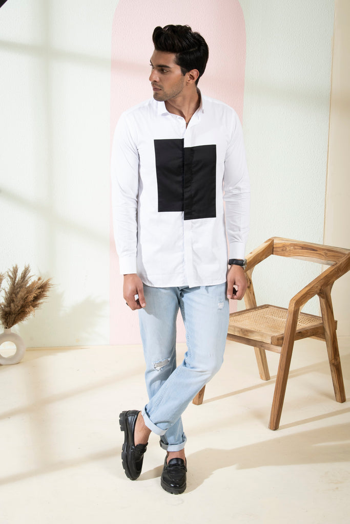 Men's White Color Elysian Shirt Full Sleeves Casual Shirt