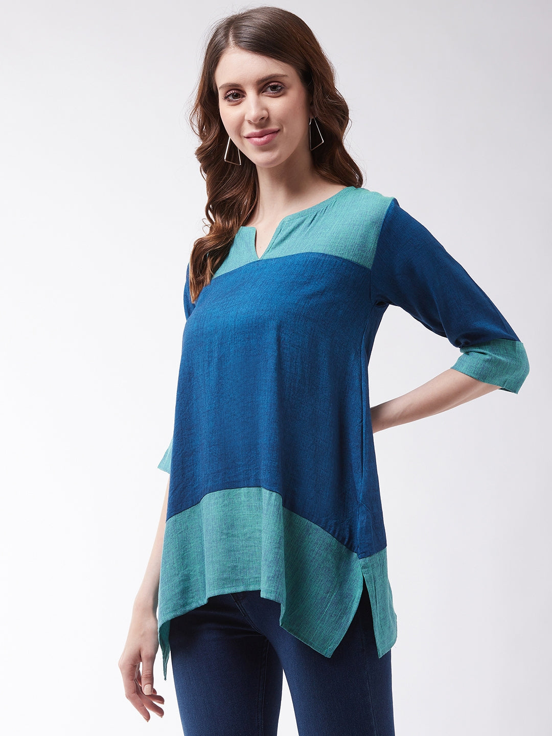 Women's Peacock Blue Top - InWeave