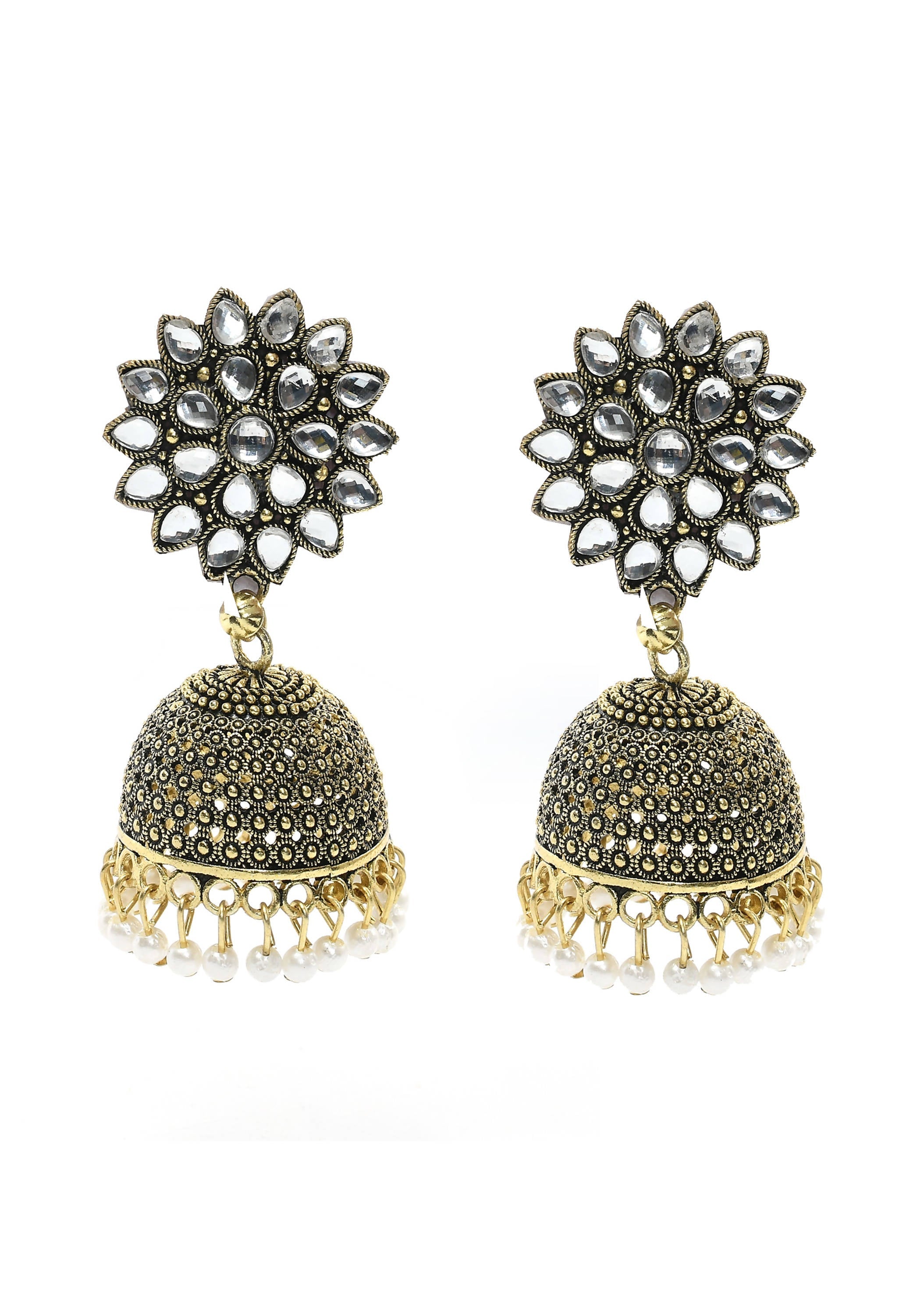 Trendia Kundan Work Jhumka with Pearls Ear