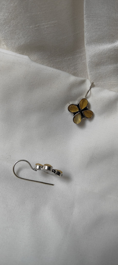 Yellow minimal stone work floral earrings