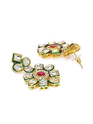 Women's 5 Layered Emerald Onyx Crystal Beads Alloy Necklace Set Glided With Uncut Polki Kundan