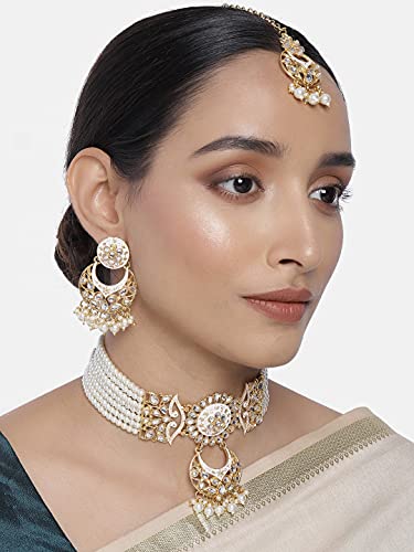 Women's 18k Gold Plated Black Pearl Beaded Choker Se