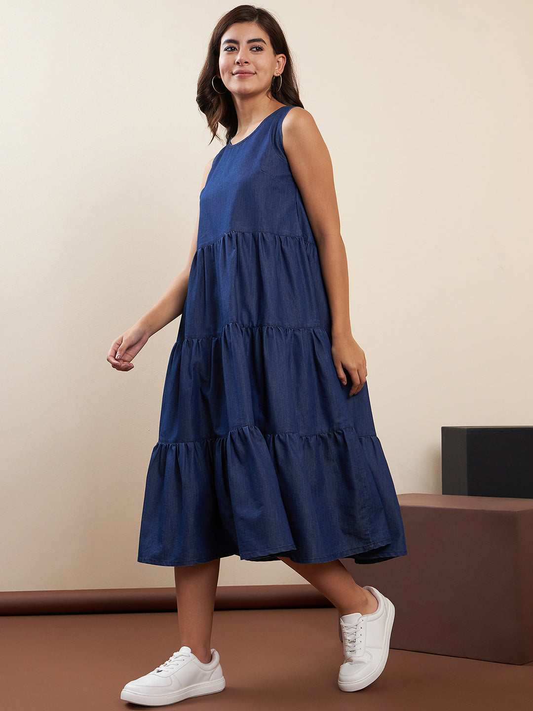 blue polyester dress Gypsy Fringe Dress Small / Blue