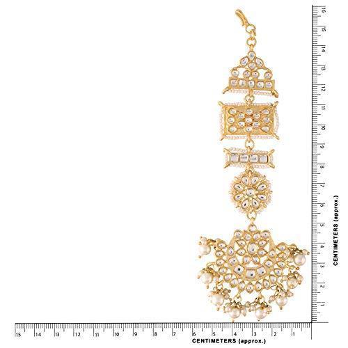 Women's Gold Plated Zinc Matte Finish Kundan And Pearl White Chandbali Earring