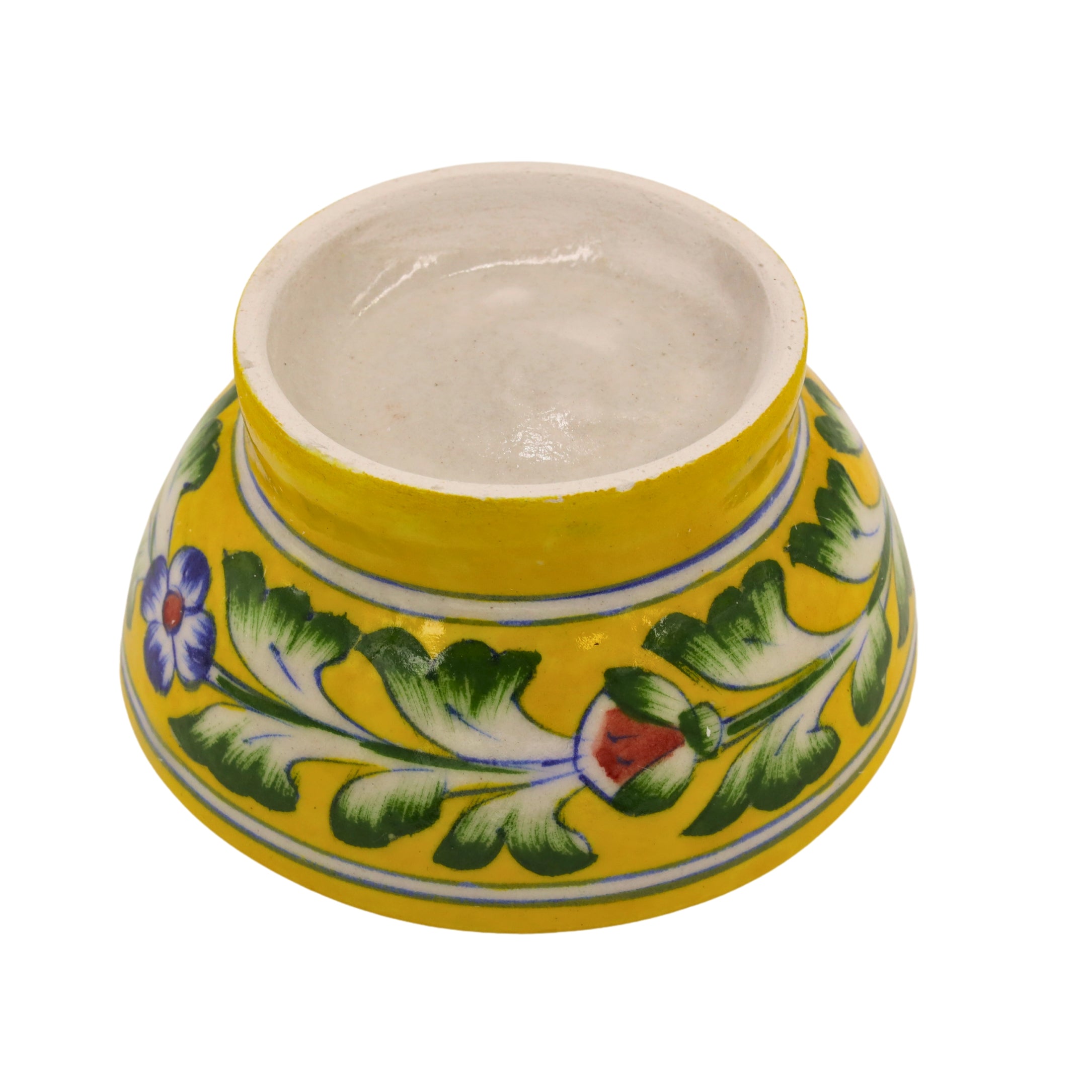 Blue Pottery Round Bowl - Yellow - Natriel