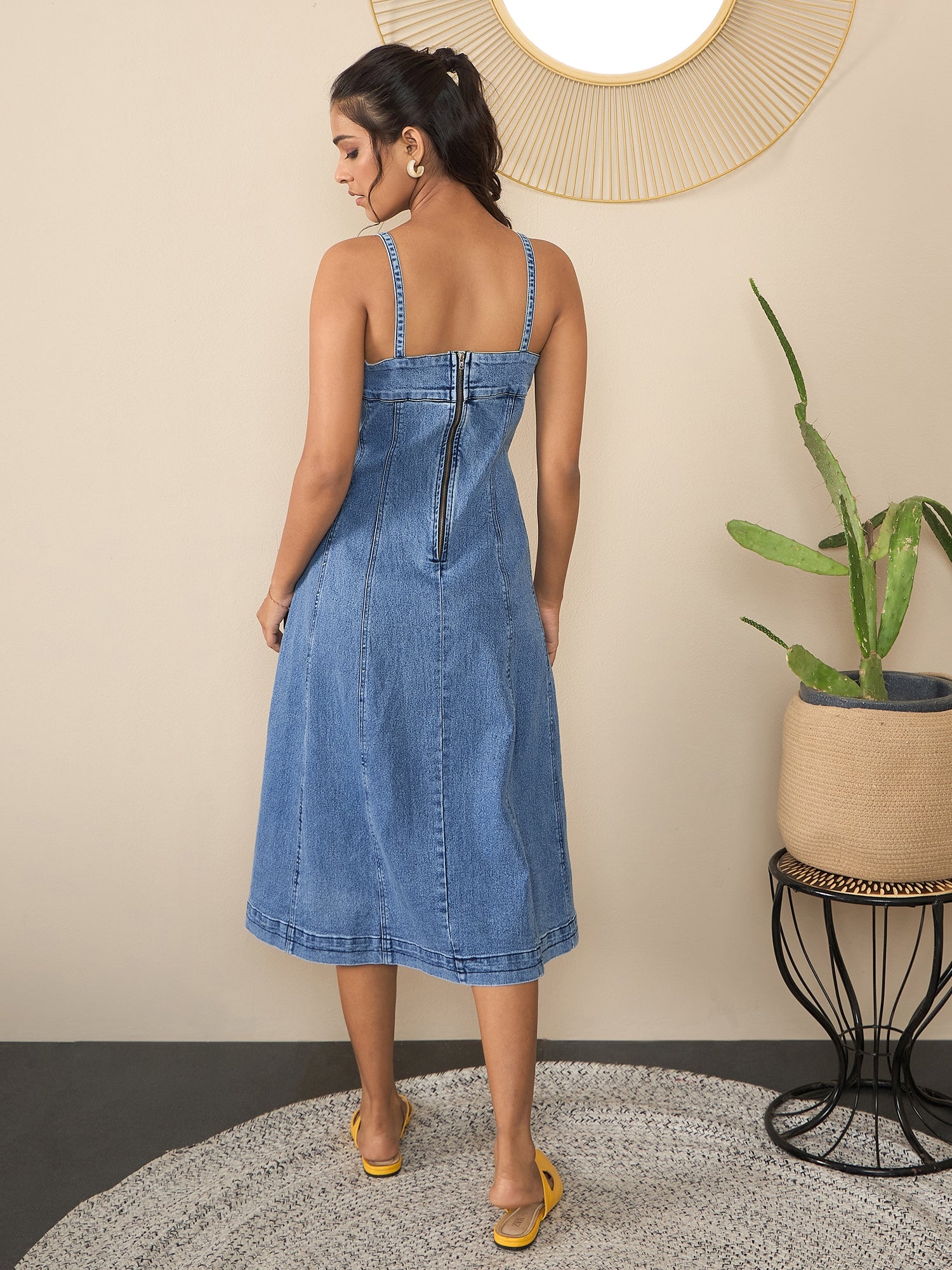 Women's Blue Denim Solid Dress Trendia Women's Blue Denim Solid Dress Trendia